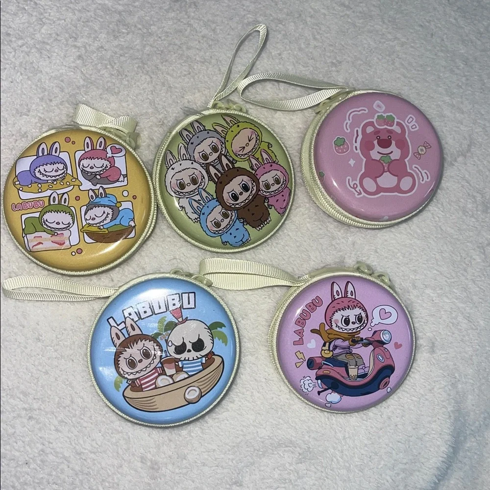 Cute Labubu Cartoon Character Coin Pouches set of 4 new metal